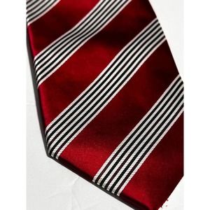 Alexander Julian Red With Black White Striped Hand Made 100% Polyester